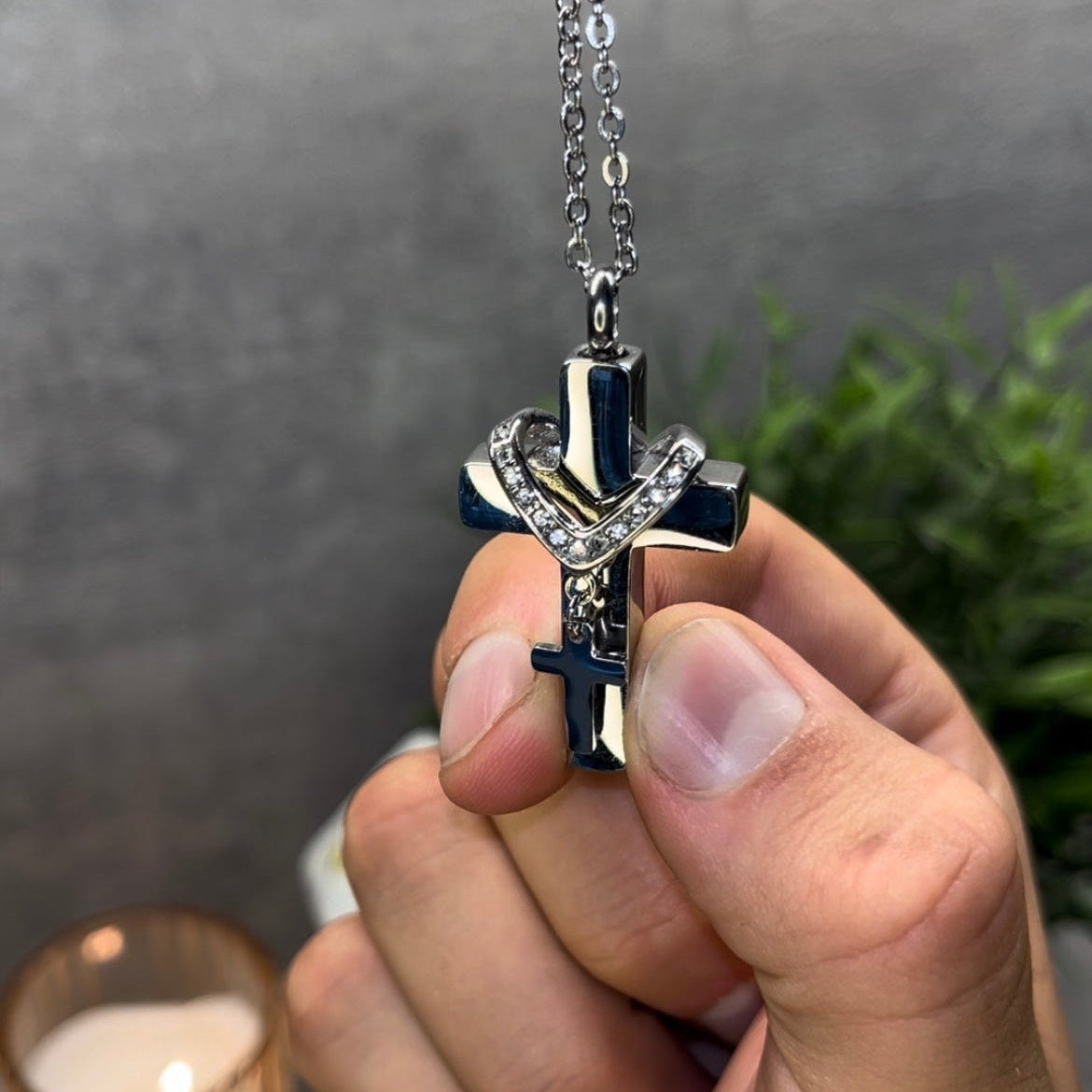 Cross Pendant For Ashes / Holy Water
