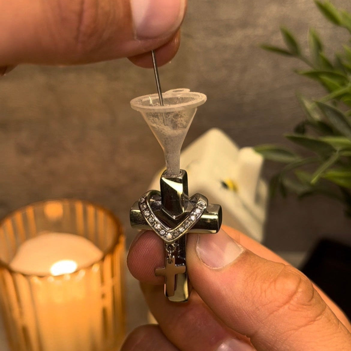 Cross Pendant For Ashes / Holy Water